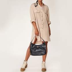 Pre Owned Salvatore Ferragamo Black Leather Gancini Belt Hobo