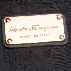 Pre Owned Salvatore Ferragamo Black Leather Gancini Belt Hobo