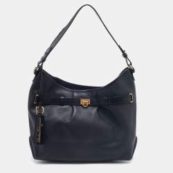 Pre Owned Salvatore Ferragamo Black Leather Gancini Belt Hobo