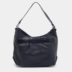 Pre Owned Salvatore Ferragamo Black Leather Gancini Belt Hobo