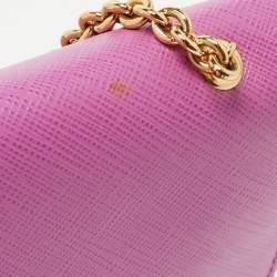 Pre Owned Salvatore Ferragamo Pink Leather Vara Bow Chain Bag