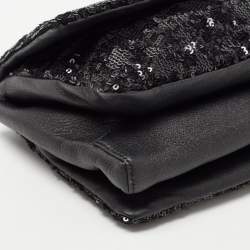 مملوكة مسبقًا Salvatore Ferragamo Black Sequin and Leather Vara Bow Shoulder Bag