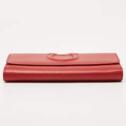 Salvatore Ferragamo Red Leather Gancini City Wallet on Chain