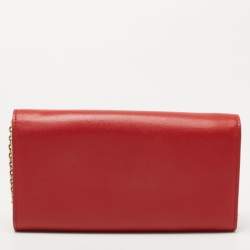 Salvatore Ferragamo Red Leather Gancini City Wallet on Chain