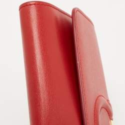 Salvatore Ferragamo Red Leather Gancini City Wallet on Chain