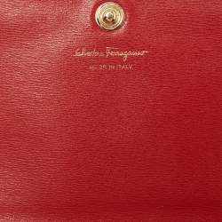 Salvatore Ferragamo Red Leather Gancini City Wallet on Chain