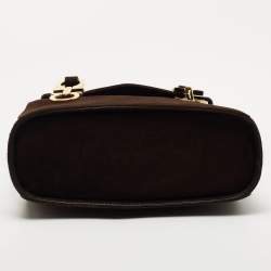 Pre Owned Salvatore Ferragamo Dark Brown Suede Gancini Satchel