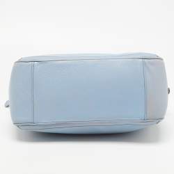 Pre Owned Salvatore Ferragamo Light Blue Leather Gancini Satchel
