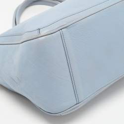 Pre Owned Salvatore Ferragamo Light Blue Leather Gancini Satchel