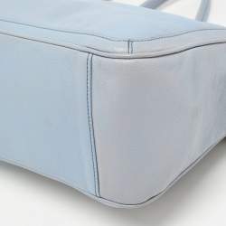 Pre Owned Salvatore Ferragamo Light Blue Leather Gancini Satchel