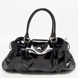 Pre Owned Salvatore Ferragamo Black Patent Leather Marisa Shoulder Bag