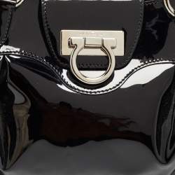 Pre Owned Salvatore Ferragamo Black Patent Leather Marisa Shoulder Bag
