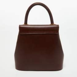 Pre Owned Salvatore Ferragamo Burgundy Leather Studded Top Handle Bag