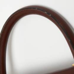 Pre Owned Salvatore Ferragamo Burgundy Leather Studded Top Handle Bag