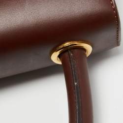 Pre Owned Salvatore Ferragamo Burgundy Leather Studded Top Handle Bag