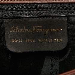 Pre Owned Salvatore Ferragamo Burgundy Leather Studded Top Handle Bag