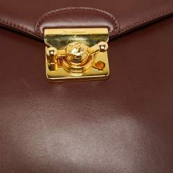 Pre Owned Salvatore Ferragamo Burgundy Leather Studded Top Handle Bag