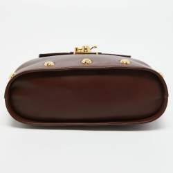 Pre Owned Salvatore Ferragamo Burgundy Leather Studded Top Handle Bag