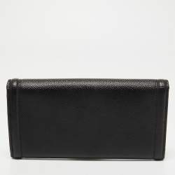 Pre Owned Salvatore Ferragamo Black Leather Vara Bow Continental Wallet