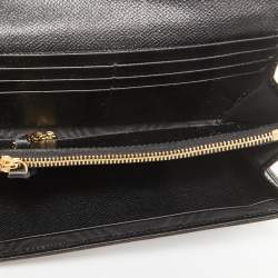 Pre Owned Salvatore Ferragamo Black Leather Vara Bow Continental Wallet