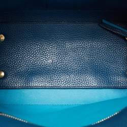Pre Owned Salvatore Ferragamo Two Tone Blue Leather Small Amy Tote