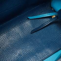 Pre Owned Salvatore Ferragamo Two Tone Blue Leather Small Amy Tote