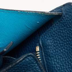 Pre Owned Salvatore Ferragamo Two Tone Blue Leather Small Amy Tote