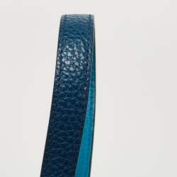 Pre Owned Salvatore Ferragamo Two Tone Blue Leather Small Amy Tote