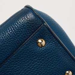 Pre Owned Salvatore Ferragamo Two Tone Blue Leather Small Amy Tote