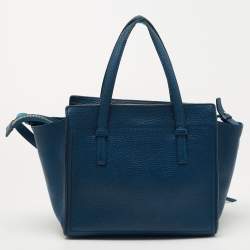 Pre Owned Salvatore Ferragamo Two Tone Blue Leather Small Amy Tote