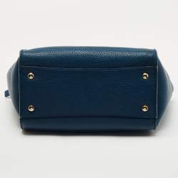 Pre Owned Salvatore Ferragamo Two Tone Blue Leather Small Amy Tote