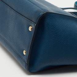 Pre Owned Salvatore Ferragamo Two Tone Blue Leather Small Amy Tote