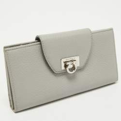 Pre Owned حافظة بطاقات سالفاتوري فيراغامو جلد بني بقلاب مزين غانسيو