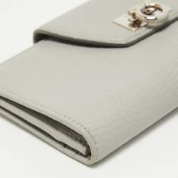 Pre Owned حافظة بطاقات سالفاتوري فيراغامو جلد بني بقلاب مزين غانسيو