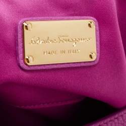 Pre Owned Salvatore Ferragamo Pink Leather Gancini Flap Oversize Clutch