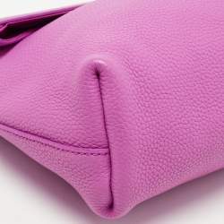 Pre Owned Salvatore Ferragamo Pink Leather Gancini Flap Oversize Clutch
