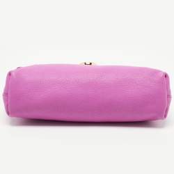 Pre Owned Salvatore Ferragamo Pink Leather Gancini Flap Oversize Clutch
