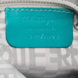 Pre Owned Salvatore Ferragamo Green Leather Pleated Tote