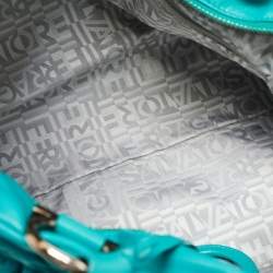 Pre Owned Salvatore Ferragamo Green Leather Pleated Tote