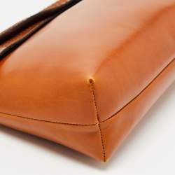 مملوكة مسبقًا Salvatore Ferragamo Brown Python and Leather Flap Clutch Bag