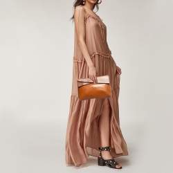 مملوكة مسبقًا Salvatore Ferragamo Brown Python and Leather Flap Clutch Bag