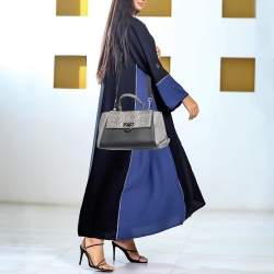 Salvatore Ferragamo Leather and Watersnake Leather Sofia Top Handle Bag