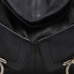 Pre Owned Salvatore Ferragamo Black Leather Hobo 