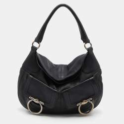 Pre Owned Salvatore Ferragamo Black Leather Hobo 