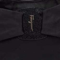 Pre Owned Salvatore Ferragamo Black Nylon Vara Bow Tote