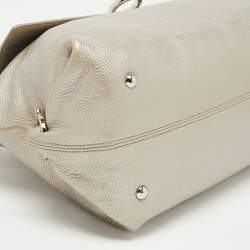 مملوكة مسبقًا Salvatore Ferragamo Metallic Silver Leather Large Sofia Top Handle Bag