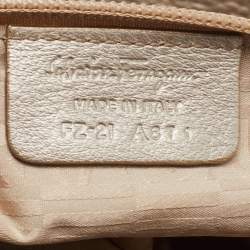 مملوكة مسبقًا Salvatore Ferragamo Metallic Silver Leather Large Sofia Top Handle Bag