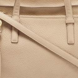 Pre Owned Salvatore Ferragamo Beige Leather Amy Tote