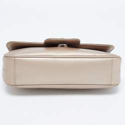 مملوكة مسبقًا Salvatore Ferragamo Metallic Beige Leather Gancini Flap Bag