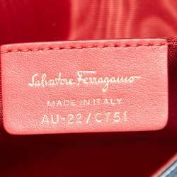 Pre Owned Salvatore Ferragamo Blue Leather Striped Vara Bow Chain Bag